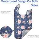 Bravace 4 Pack Adult Bibs for Eating Waterproof Clothing Protector with Detachable Crumb Catcher Adult Bibs for Women and Men (Colorful Big Flower)
