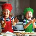 6 Pack Adjustable Kids Apron and Chef Hat for Cooking Baking Painting Art, Kids Apron for Girl Boy with 2 Pockets (Medium, Multi)