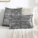 JELLYMON Sparkling Decorative Pillow Covers Set of 2, Silver Glitter Throw Pillows Cover 16 x 16 Inch for Living Room Bed Sofa Couch, Morden Home Luxury Decor(16x16in,Silver Black)