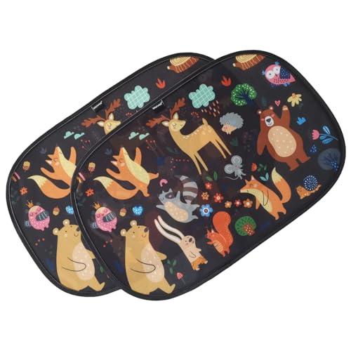 Enovoe 2 Pack Animals Cartoon Car Window Sun Shades for Kids - 21x14 Inches - Baby Sun Shades - Glare and UV Rays Protection Car Window Shades, Suitable for SUVs, Minivans and Full Size Cars