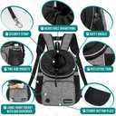 PetAmi Dog Front Carrier Backpack, Adjustable Dog Pet Cat Chest Carrier Backpack, Ventilated Dog Carrier for Hiking Camping Travel, Small Medium Puppy Large Cat Carrying Bag, Max 15 lbs, Gray