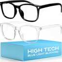 livho High Tech Blue Light Glasses - Advanced 99% Blue Light Blocking Computer Glasses - Anti Eyestrain & UV Glare Protection (*B1 Light Black+clear)