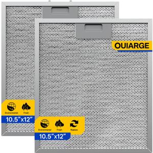 W10169961A Whirl-pooll Aluminum Range Hood Filters 10.5" x 12.5" -Layer Aluminum Mesh Hood Vent Filter, Universal Cooker Hood Metal Mesh Filter Blocks Grease & Filters Air2 Pack