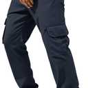 PLEPAN Men's Casual Cargo Pants Relaxed Fit Stretch Joggers Elastic Waist Hiking Pants with 6 Pockets for Streetwear (Large, Gray Blue)