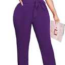 Oxgmoky Women's Jumpsuits Elegant Business V Neck Zipper Long Sleeve Sexy Strap Straight Long Pants Rompers With Pockets (Medium)
