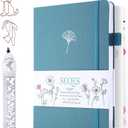 A5 Bullet Dotted Journal Notebook | 160gsm Thick Bleedproof Paper, Lay Flat Binding, 160 Numbered Pages | Hard Cover Dot Grid Notebook/Bullet Journals for Creatives & Professionals-Ginkgo leaf