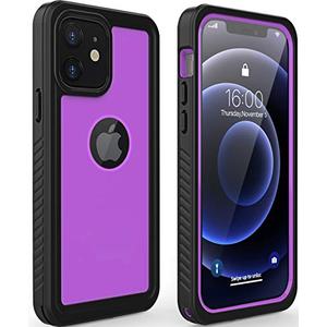 Diverbox for iPhone 12 Waterproof Case,Waterproof Shockproof Dustproof IP68 Full-Body Hard Case Built-in Screen Protector Underwater Outdoor Waterproof Cover for iPhone 12,6.1 in (Purple)