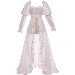 Vibsion Regency Over Dress Womens Jane Austen Costume Overdress (Large, White)