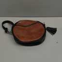 GAEKEAO Vegan Leather Crossbody Bags for Women Circle Cross Body Shoulder Bag Purses Handbags with Adjustable Straps (Brown&black)