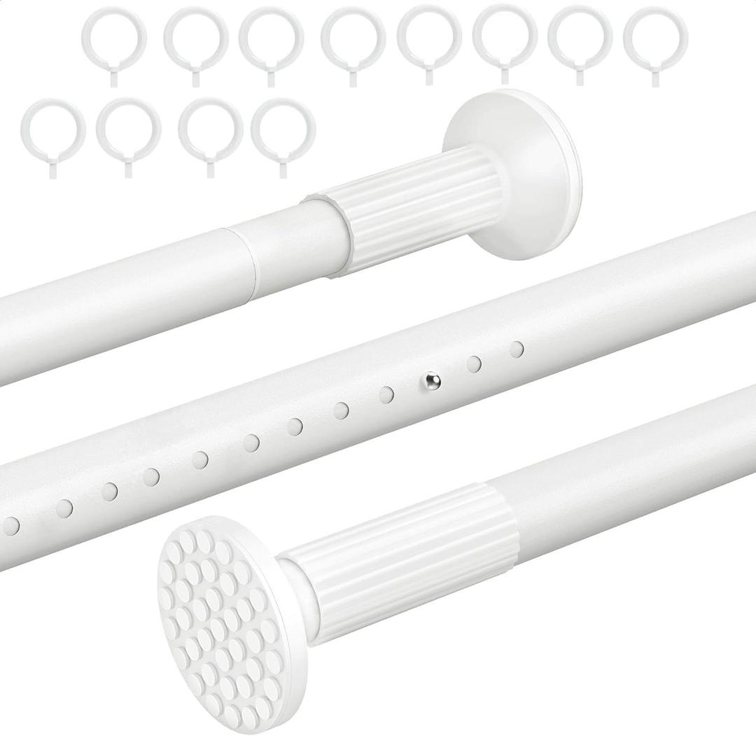 Room Divider Curtain Rod,51-86 inch,Adjustable Shower Curtain Rods,No Need Drilling,Closet Telescopic Poles,Expandable Balcony Tension Pole,White