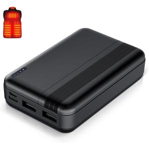 5v/2a Heated Vest Battery Pack 10000mah Power Bank for Heating Vests Jackets Coats Hoodies USB Battery for Electric Vest Jacket for Men for Women (Not Compatible with 7.4V Heated Clothing)