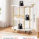 VEVOR Bar Cart, 3 Tiers Home Kitchen Serving Carts, Modern Round Rolling Utility Station on Wheels, Mobile Drink Beverage Trolley w/Wooden Shelf, Wine Rack, Glass Holder, for Living Dining Room, Gold, 33" Entertaining