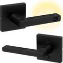 Kwikset Halifax LED Motion Activated Light Up Passage Door Lever for Closet and Hallway Doors, Reversible Non-Locking Handle Lever, Matte Black, with Microban Protection (1 Pack)