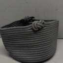 ABenkle Small Woven Basket, Cotton Rope Shelf Storage Basket, Small Round Basket, Cute Basket, Decorative Round Bin for Nursery Bedroom Bathroom, 9.4" x 9.4"x 7.1" Empty Gift Basket- Grey