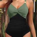 Daci Women's One Piece Swimsuit Tummy Control Bathing Suit Gold Metal Full Coverage Slimming Swimwear 2025 (XXL)