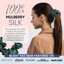 Blissy Silk Scrunchies (3 Pack) - 100% Pure Mulberry 22 Momme 6A High-Grade Fibers Scrunchie for Straight & Curly Hair (Emerald, Regular)