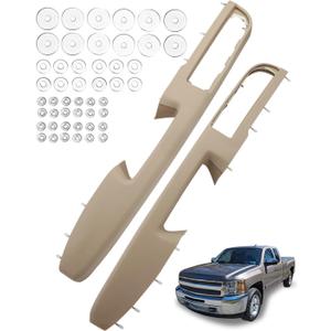 Front Left & Right Armrest Repair Kit, Compatible with 2010-2014 Chevy Silverado Suburban Tahoe Avalanche, GMC Yukon Sierra 1500 2500 3500, with Door Release Handle Above Armrest(27in), OE# 80995(Tan)
