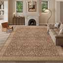 8x10 Area Rugs Reddish Brown Washable Rug for Living Room, Dining Room, Bedroom, Large Carpets, Non Slip & Non-Shedding Low Pile Vintage Print Rug for Home Office Decor