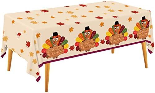 Gatherfun Turkey Thanksgiving Decorations, Disposable Tablecloth, Plastic Table Cover for Autumn Party Decorations and Thanksgiving Party Decorations, 3 Pack, 54”x108”