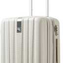 Hanke 20 Inch Expandable Carry on Luggage 22x14x9 Airline Approved Lightweight PC Hard Shell Suitcases with Wheels Travel Luggage Rolling Suitcase Travel Luggage Bag for Weekender(Ivory White)
