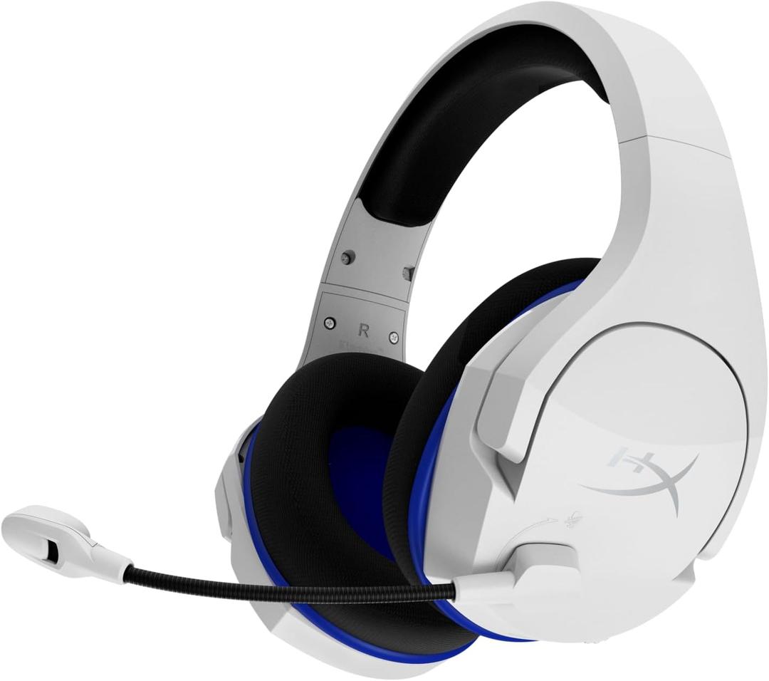 HyperX HHSS1C-KB-WT/G Cloud Stinger Core  Wireless Gaming Headset, for PS4, PS5, PC, Lightweight, Durable Steel Sliders, Noise-Cancelling Microphone - White