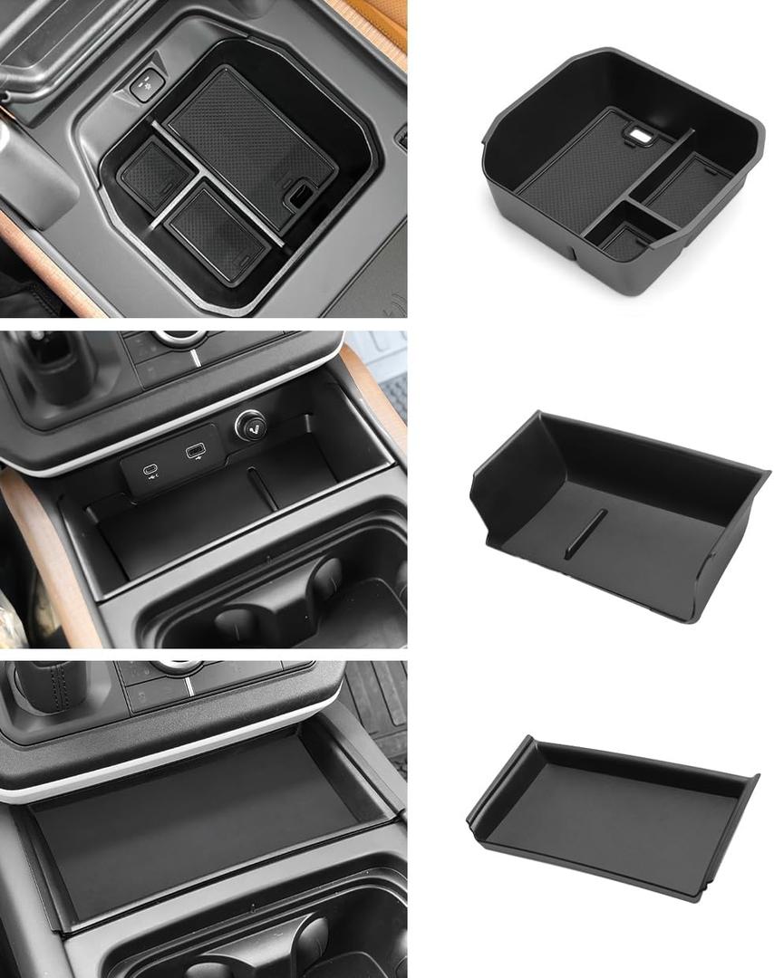 EVGoXMods 3PCS Center Console Organizer Compatible with 2020-2024 Land Rover Defender 90 110 130 (ONLY for Refrigerator Version) Armrest Storage Box Insert Tray Sets Interior Accessories
