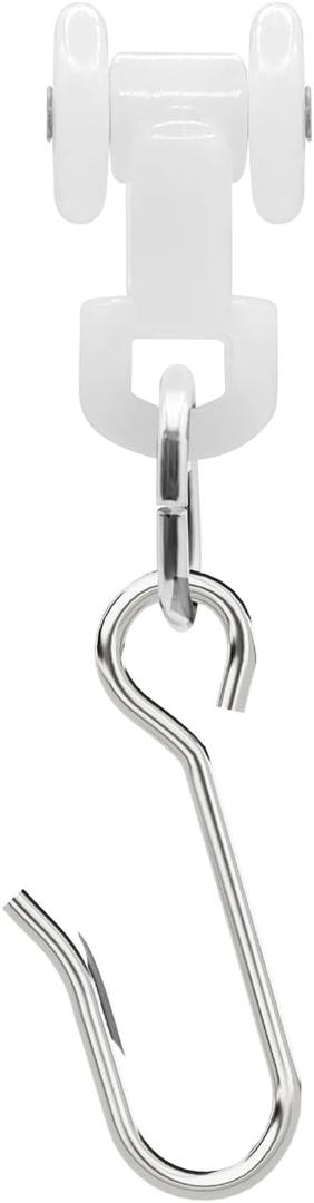 15 Pack Ceiling Curtain Track Roller Hooks-Room Divider, Durable Stainless Steel Curtain Hooks with Dual Wheel,RV Divider