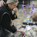 Butterfly Crystal Suncatcher Sympathy Gifts for Loss of Grandma Memorial Bereavement Gift Idea for Loss of Grandmother Sun Catchers Indoor Window Rainbow Maker Window Hanging (Purple)