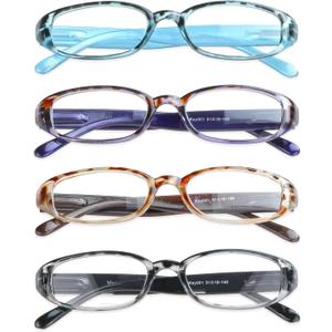 VisionGlobal 1 Pairs/4 Pairs Reading Glasses with Spring Hinge, Blue Light Blocking Glasses for Women/Men