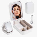 Travel Cosmetic Mirror Case LED Makeup Mirror Storage Case for Eyelash station Brushes Cosmetic Tools Pink On-the-go Makeup Needs (White)