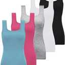 BQTQ 5 Pack Womens Square Neck Tank Tops Sleeveless Ladies Tank Top Undershirts XXL