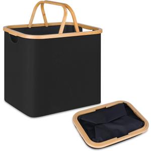 Laundry Basket with Handles, Collapsible Laundry Baskets Hampers for Laundry, Versatile Storage Basket and Small Laundry Basket for Toys, Blankets and Clothes, 60L Black