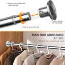 Closet Rods For Hanging Clothes, 17-40 Inch Adjustable Closet Rod, Stainless Steel Heavy Duty Closet Hanging Rod-Silver