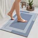 YDKGL Non Slip Bath Mat, Rubber Backing Ultra Thin Bathroom Rugs Fit Under Door Quick Dry Super Absorbent Washable Bath Rug Shower Mat for Bathroom Floor Bathtub Shower Sink, Easy Care Blue 16"x 24"