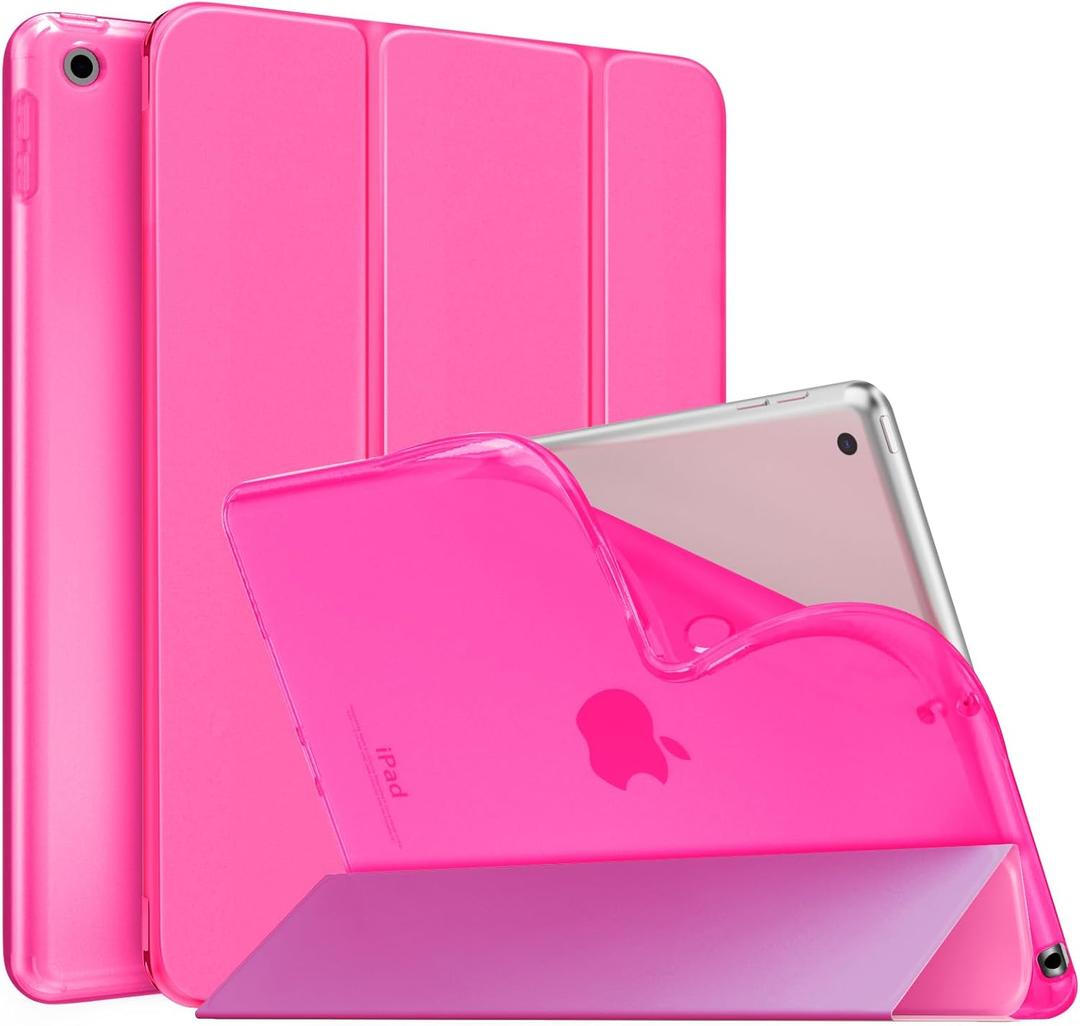 Moko Case for iPad 9th Generation 2021/ iPad 8th Generation 2020/ iPad 7th Generation 2019, Soft Frosted Back Cover Slim Shell Case with Stand for iPad 10.2 inch,Auto Wake/Sleep, Pitaya Red