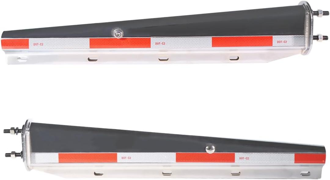 Chrome Mud Flap Hanger with Heavy Duty Spring, Loaded Mud Flap Hanger Set 2.5" Bolt Spacing 30" Length with Reflective Tapes fit for Semi Trucks, 2 pcs