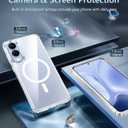 FNTCASE for Samsung Galaxy S25-Edge Case: Clear Magnetic Military Grade Drop Protection Anti Yellowing Cell Phone Cover - Rugged Shockproof Protective Bumper Transparent Phonecase