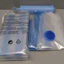 Space Saver Vacuum Storage Bags, 6 Pack Space Saver Bags with Pump, Storage Vacuum Sealed Bags for Clothes, Comforters, Blankets, Bedding (6 Medium) (Blue)