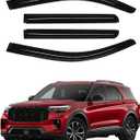 Explorer Rain Guards - Window Visors for 2020-2025 2026 Ford Explorer, Outside-Mount Tape-On Side Window Wind Deflectors for Frontier Accessories, Vent Visors Shades Rainproof Black 4PCS