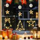 JMEXSUSS Christmas Window Lights Indoor, Christmas Lights Battery Operated with Suction Cup, Jingle Bell & Xmas Tree & Star Hanging Light for Window Wall Holiday Party Decorations