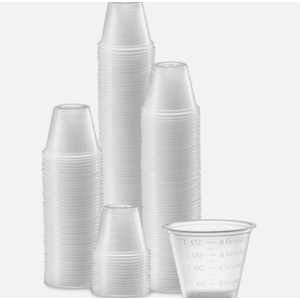 100 Count 1oz Disposable Medicine Cups, Markings for Dosing & Mix