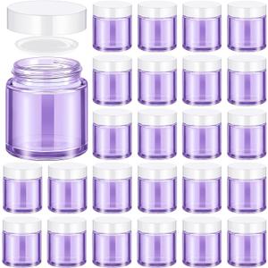 Norme 4 oz Glass Jars with Lids Leakproof Round Airtight Empty Cosmetic Jars with Inner Liners Lid for Storing Lotions Powder Ointments Making Tins(24 Pcs,Light Purple)