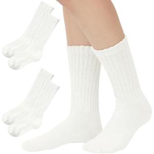 American Trends Scrunch Crew Socks for Women Retro Slouchy Cotton Solid Color Calf Socks (One Size, 2pack White) 
6 - 10