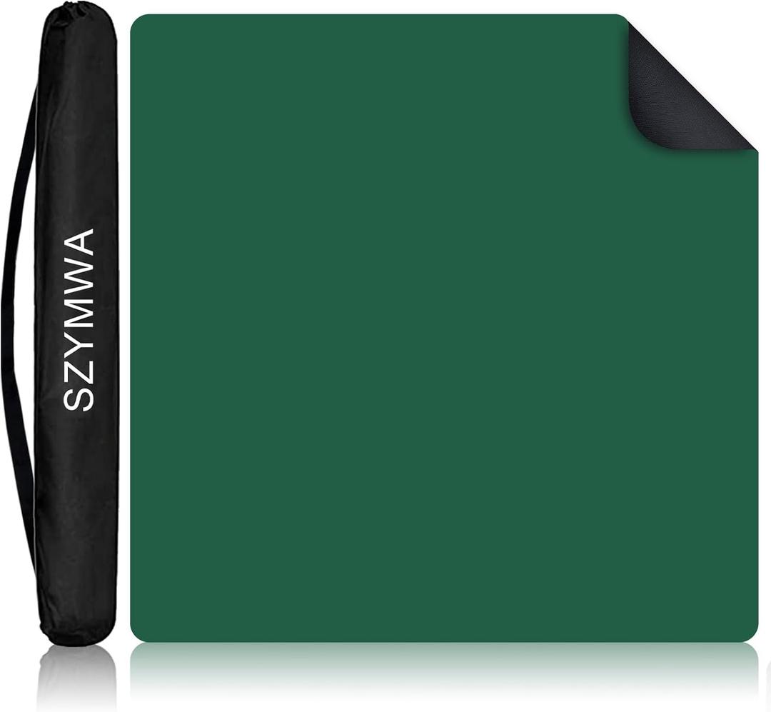 34.5"x34.5" Large Rubber Mahjong Mat Anti Slip and Noise Reduction Play Mat for Mahjong, Board Games, Dominoes, Tile Games Tabletop Cover Poker Mat with Carrying Bag(Green)