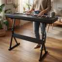 Adjustable Z-Style Piano Keyboard Stand for 54-88 Key Digital Pianos - Heavy-Duty Support with Height Markings, Tool-Free Assembly & Non-Slip Stability, Professional Piano Stand for Stage & Home Studio with More Comfortable Legroom