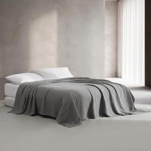 Calvin Klein - Queen Coverlet, Cotton Jacquard Bedding, Garment Washed Home Decor for Soft & Relaxed Feel (Graphite, Queen)