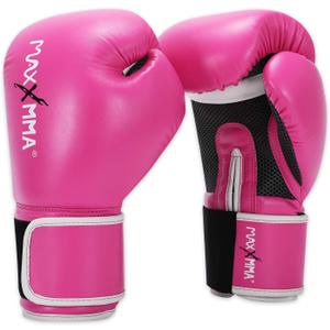 MaxxMMA Pro Style Boxing Gloves for Men & Women, Training Heavy Bag Workout Mitts Muay Thai Sparring Kickboxing Punching Bagwork Fight Gloves (10 oz., Pink)