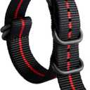 BINLUN Watch Strap Thick G10 Nylon Replacement Multicolor Watch Bands for Men Women 18mm 20mm 22mm 24mm with Military Heavy Duty 5 Rings Silver/Black Stainless Steel Buckle