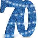 12 Inch 70th Birthday Decorations for Men,70th Anniversary Decorations,Blue Glitter 70th Birthday Centerpieces for Table Decorations,Number 70 Table Topper Decor