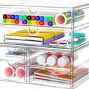 ARSTPEOE Acrylic Organizer with 6 Drawers, Bathroom Counter Organizer, Makeup Desk Organizers, Office Supplies, Storage Drawers for Cosmetic, Pencil, Coffee